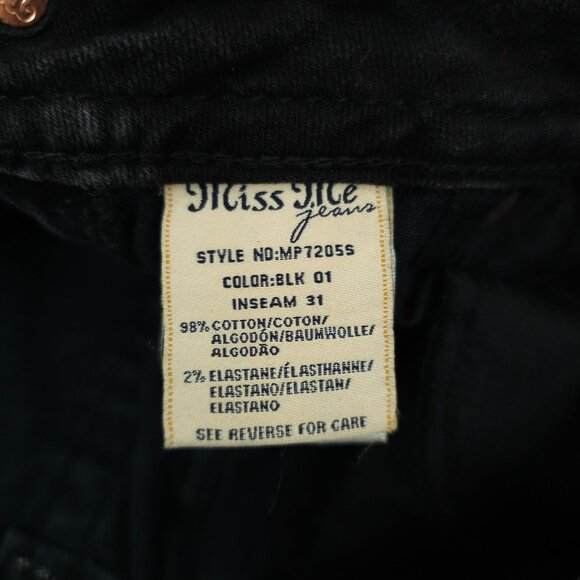 Miss Me Jeans Mid Rise Skinny Black Size 27 Stretch Studs Rhinestones Sequins - Picture 6 of 16
